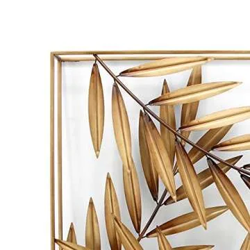 SPAZIO Palm Metal Wall Décor - Elegant Antique Gold Art