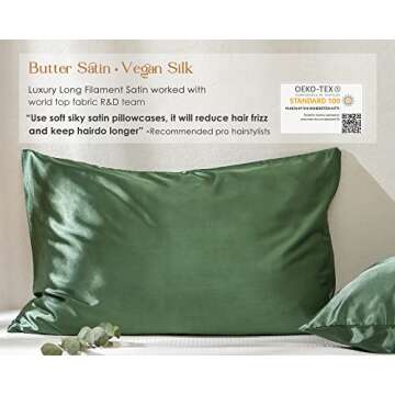 Yanibest Satin Pillowcase, Silk Pillow Cases for Hair and Skin with Zipper, Queen Pillow Cases Set of 2 for 20"x30", Exquisite Packaging for Women Men