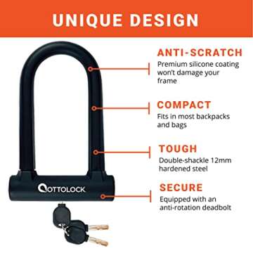 OTTOLOCK Sidekick U-Lock Lightweight Durable Bike Security