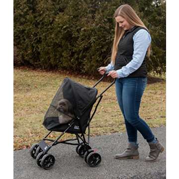 Pet Gear Travel Lite Pet Stroller for Cats and Dogs up to 15-pounds, Black