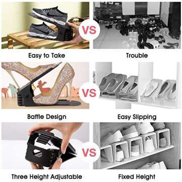 Neprock 20 Pack Adjustable Shoe Organizers for Space Saving