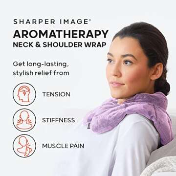 Sharper Image Heated Neck & Shoulder Wrap - Microwavable Warm & Cooling Plush Pad, Scented Aromather...