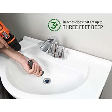 DrainShroom DSSNK070 Revolutionary Tub and Sink Snake Auger Clog Remover for Bathroom Drains, 42 Inch, Stainless