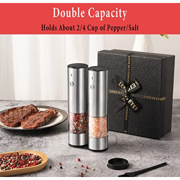 Rechargeable Salt and Pepper Grinder Set with LED Light