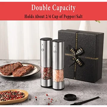 Rechargeable Salt and Pepper Grinder Set with LED Light