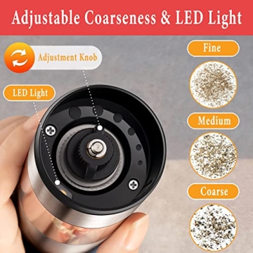 Rechargeable Salt and Pepper Grinder Set with LED Light