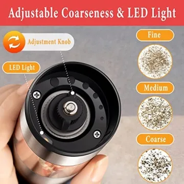 Rechargeable Salt and Pepper Grinder Set with LED Light