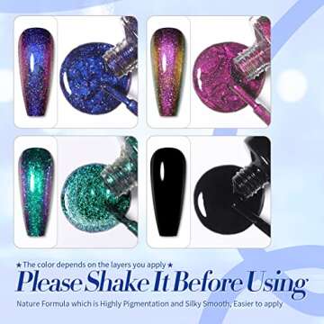 Born Pretty Chameleon Nail Polish Set Holographic Glitter Polish Sparkle Shimmer Nail Art Polish wit...