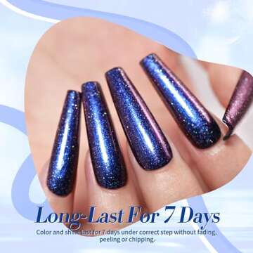 Born Pretty Chameleon Nail Polish Set Holographic Glitter Polish Sparkle Shimmer Nail Art Polish with Black Nail Polish Multicolored Nail Art Varnish 4 Bottles