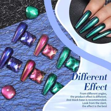 Born Pretty Chameleon Nail Polish Set Holographic Glitter Polish Sparkle Shimmer Nail Art Polish with Black Nail Polish Multicolored Nail Art Varnish 4 Bottles