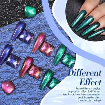 Born Pretty Chameleon Nail Polish Set Holographic Glitter Polish Sparkle Shimmer Nail Art Polish with Black Nail Polish Multicolored Nail Art Varnish 4 Bottles