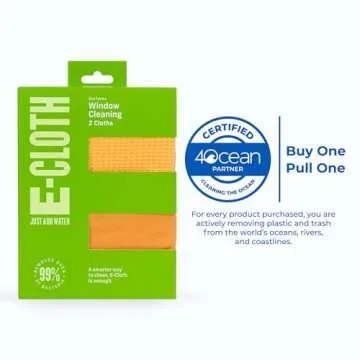 E-Cloth Window Cleaning Kit, Premium Microfiber Glass and Window Cleaner, Great for Shower Glass Doors, Indoor & Outdoor Windows and Car Windshield, Washable and Reusable, 100 Wash Guarantee, Orange