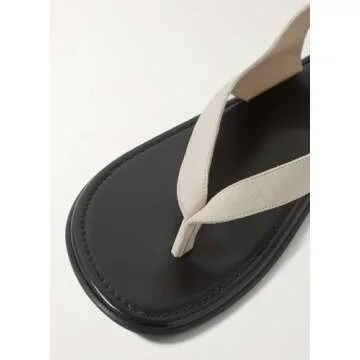 VorisVina White Ankle Strappy Thong Sandals for Women Cute Suede Flat Sandals Ladies Summer Dressy Beach Flip Flops Sandals