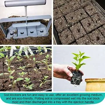 HQSLC Manual Soil Block Maker - Mini 4 Hand Held - 2” Soil Blocker for Seed Starter Transplant,Soil Block Maker Tool for Outdoor Garden Seed Plants
