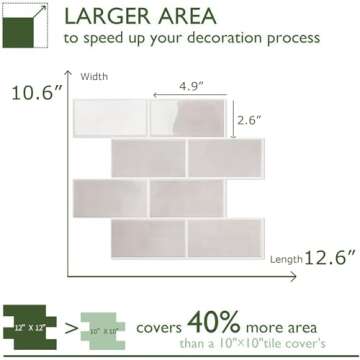 STICKGOO 10-Sheet Subway Tile Peel and Stick Backsplash, Self Adhesive Vinyl Wall Tiles, Stick on Ba...