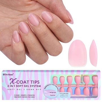 BTArtbox Extra Short Almond Gel Nails Salon Quality DIY