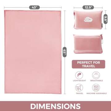 SOAGREVI Travel Blanket Pillow with Pockets, Airplane Blanket Set, Plane Blanket Compact Packable, F...