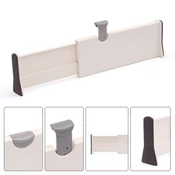 TENABORT Set of 8 Adjustable Drawer Dividers Organizer Separators Plastic Dresser Organizer for Bedroom, Bathroom, Closet, Office Desk, Kitchen Storage