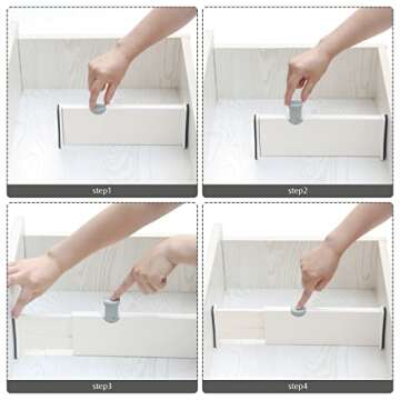 TENABORT Set of 8 Adjustable Drawer Dividers Organizer Separators Plastic Dresser Organizer for Bedroom, Bathroom, Closet, Office Desk, Kitchen Storage