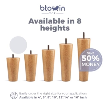 Btowin Solid Wood Furniture Legs for Couch & Chair Upgrade