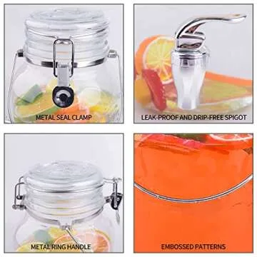 Eleganttime 1 Gallon Glass Drink Dispensers for Parties,2 Pack Beverage Dispenser With Spigot,Laundry Detergent Dispenser Punch Bowls Juice Water Dispenser for Parties