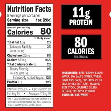 Jack Link's Beef Jerky, Teriyaki, Half Pounder Large Jerky Bag – Flavorful Meat Snack, Ready to Eat Protein Snacks with 11g of Protein, Made with 100% Beef, Keto, Paleo & Carnivore Diet Ready