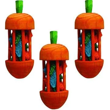 Kaytee 3 Pack of Carrot Carousel Chew Toys for Rabbits, Guinea Pigs & Small Animals