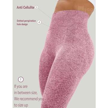 HIGORUN Women Seamless Leggings Smile Contour High Waist Workout Gym Yoga Pants Pink XL