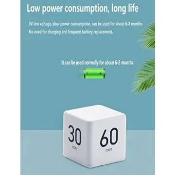 Ljyzoid Cube Timer, Kitchen Cooking Kids Study Workout Classroom Office Gravity Sensor Flip Digital Timer, Time Management and Countdown Settings(15-20-30-60 Minutes, White)