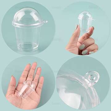 AUEAR, Mini Coffee Cups Keychain with Dome Lids Miniature Cup for Plastic Doll Dollhouse DIY Decoration Craft (20 Pack)