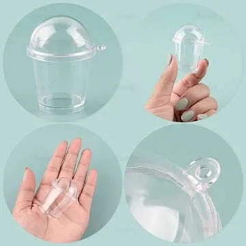 AUEAR, Mini Coffee Cups Keychain with Dome Lids Miniature Cup for Plastic Doll Dollhouse DIY Decoration Craft (20 Pack)