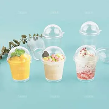 AUEAR, Mini Coffee Cups Keychain with Dome Lids Miniature Cup for Plastic Doll Dollhouse DIY Decoration Craft (20 Pack)