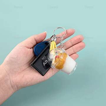 AUEAR, Mini Coffee Cups Keychain with Dome Lids Miniature Cup for Plastic Doll Dollhouse DIY Decoration Craft (20 Pack)