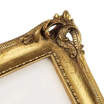 ASOWIN 8x10 Gold Retro Picture Frames with Embossed Furnishing, Vintage Photo Frame 5x7 with White Mat for Tabletop & Wall Display
