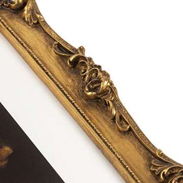 ASOWIN 8x10 Gold Retro Picture Frames with Embossed Furnishing, Vintage Photo Frame 5x7 with White Mat for Tabletop & Wall Display