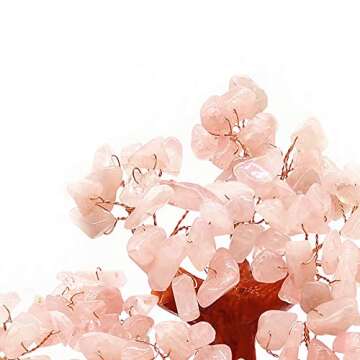 Colorsheng Feng Shui Quartz Crystal Money Tree Bonsai Decoration for Luck and Wealth (Pink)