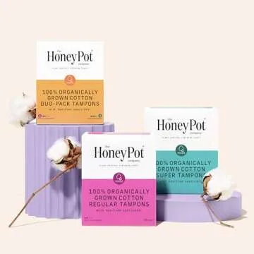 The Honey Pot Company - Multipack -100% Organic Tampons w/Bio Plastic Applicator - Regular & Super Absorbency - Unscented - Feminine Care - 18 Count