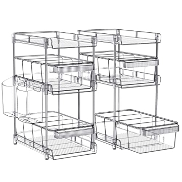 WAKISA Clear Bathroom Organizers 2 Sets for Storage