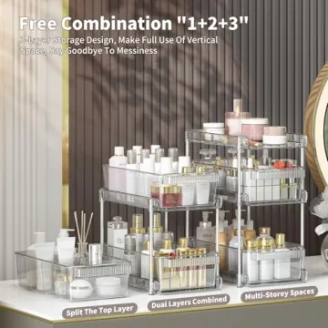 WAKISA Clear Bathroom Organizers 2 Sets for Storage