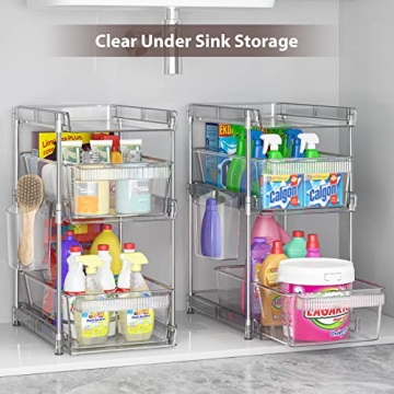 WAKISA Clear Bathroom Organizers 2 Sets for Storage