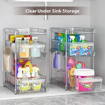WAKISA Clear Bathroom Organizers 2 Sets for Storage