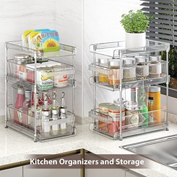 WAKISA Clear Bathroom Organizers 2 Sets for Storage