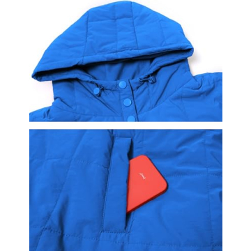 AMEBELLE Women's Oversized Hooded Puffer Jacket Quilted Lightweight Winter Warm Pullover Padded Hoodies Coat(2611-Blue-L)