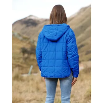 AMEBELLE Women's Oversized Hooded Puffer Jacket Quilted Lightweight Winter Warm Pullover Padded Hoodies Coat(2611-Blue-L)