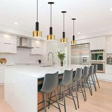 Modern Gold and Black Pendant Light for Kitchen Island Mini Brass Pendant Lights Adjustable Metal Pendant Lighting Fixture for Island Dining Room Living Room Bedroom