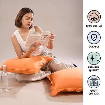 Folkulture Easter Throw Pillow Covers – Set of 2 Soft 100% Cotton Boho Pillows (20x20)