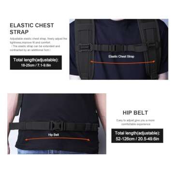 Mardingtop 25L Tactical Backpacks Molle Hiking daypacks for Camping Hiking Military Traveling Motorcycle Black