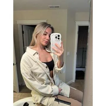 ZOLUCKY Womens Shacket Corduroy Jacket Button Down Long Sleeve Oversized Jacket Shackets for Fall Fashion, Off White 2XL