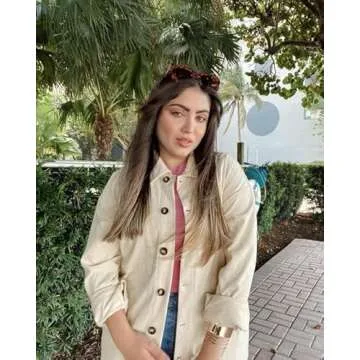 ZOLUCKY Womens Shacket Corduroy Jacket Button Down Long Sleeve Oversized Jacket Shackets for Fall Fashion, Off White 2XL