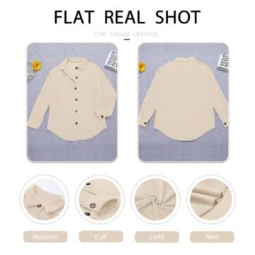 ZOLUCKY Womens Shacket Corduroy Jacket Button Down Long Sleeve Oversized Jacket Shackets for Fall Fashion, Off White 2XL